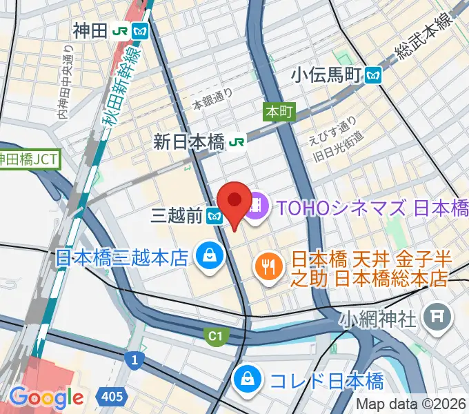 日本橋三井ホールの地図
