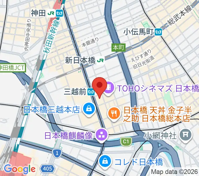 日本橋三井ホールの地図