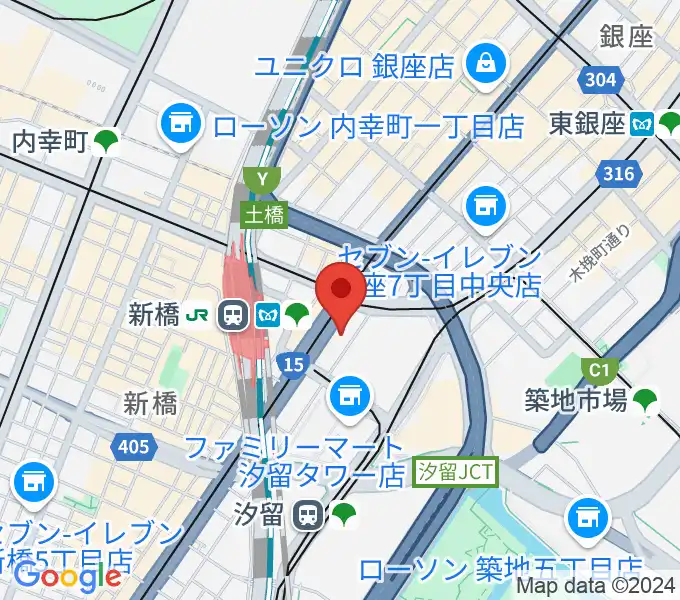 ヤクルトホールの地図