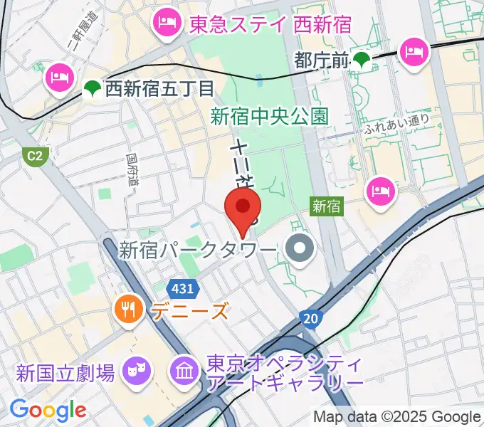 角筈区民ホールの地図