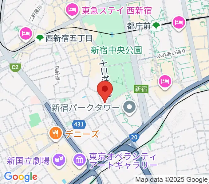 角筈区民ホールの地図
