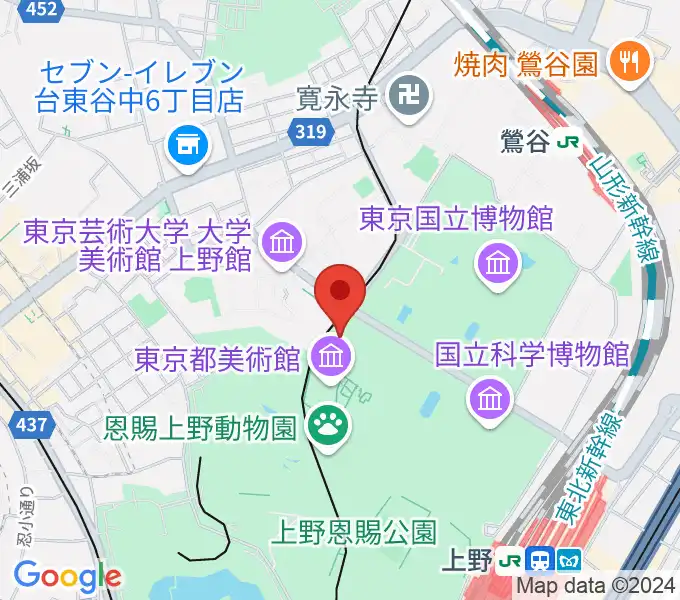 旧東京音楽学校奏楽堂の地図