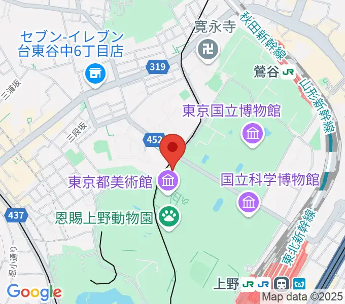 旧東京音楽学校奏楽堂の地図