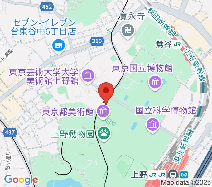 旧東京音楽学校奏楽堂の地図
