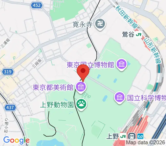 旧東京音楽学校奏楽堂の地図